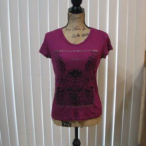 NWOT Express pink leopard graphic tee t shirt top XS extra small